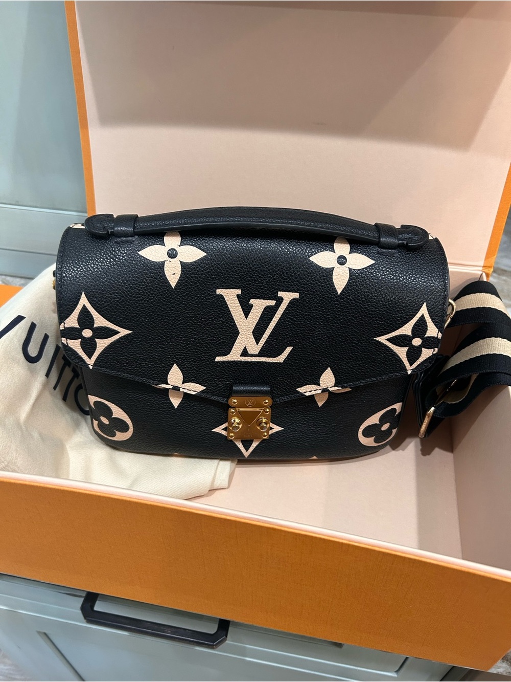Louis Vuitton Black & Cream Monogram Crossbody Bag
